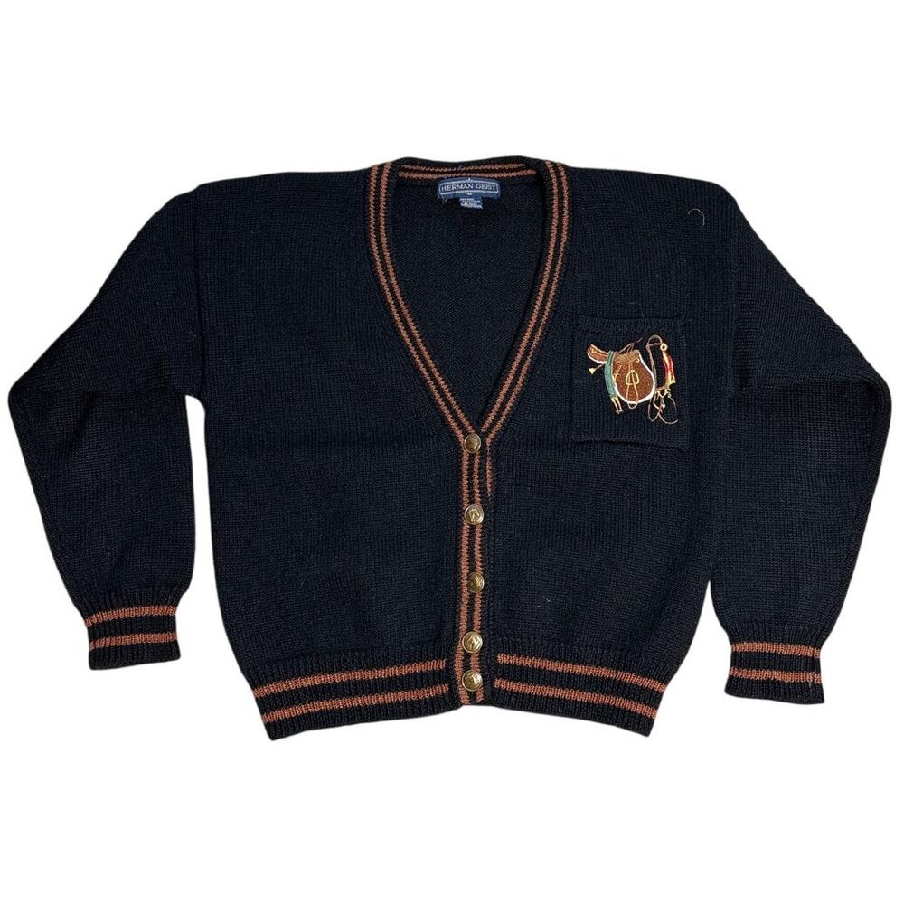 Vintage Herman Geist Wool Cardigan Horse Buttons